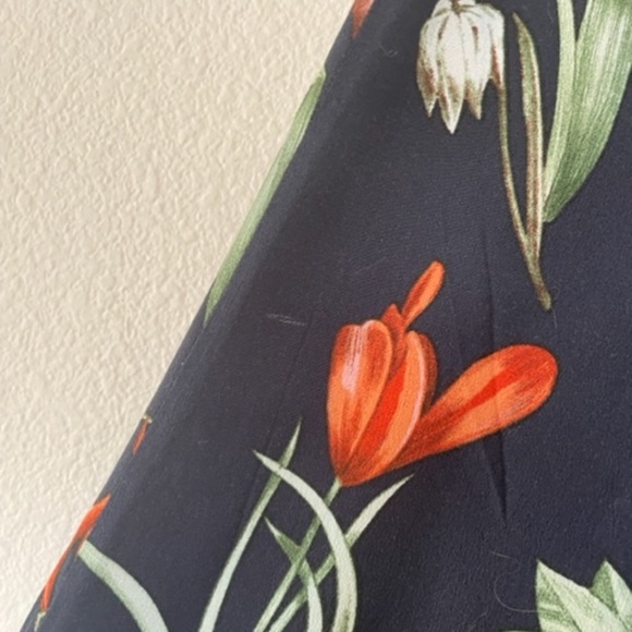 Lulus | Magdalena Navy Blue Floral Print Wrap High-Waist Maxi Skirt | Size S - Picture 9 of 13